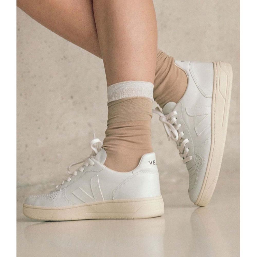 Veja V-10 LEATHER Sneakers Dames Wit | BE 665BEX